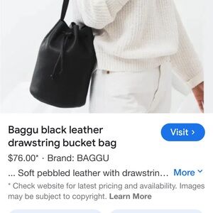 Baggu black leather drawstring bucket bag